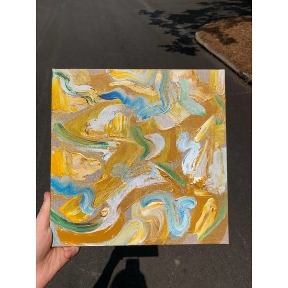 Original Gold Abstract Painting | Handmade Gold Artwork for Modern Home Decor - Picture 3 of 8